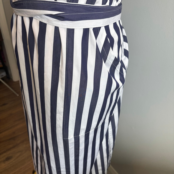 J. Crew Thomas Mason Women's Striped Apron Dress Navy & White SZ 14 - Picture 4 of 11